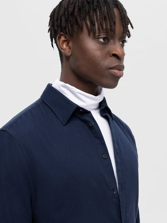 Selectedhomme slhslimowen-brushed shirt dark sapphire solid