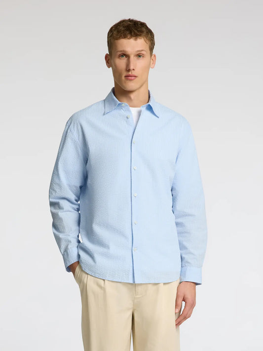 Selectedhomme slhregderek seersucker shirt cashmere blue
