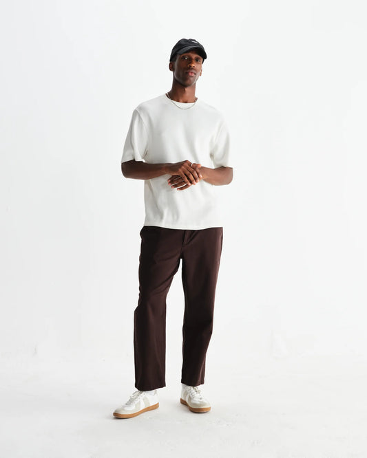 Wax london kurt trouser organic cotton twill dark brown