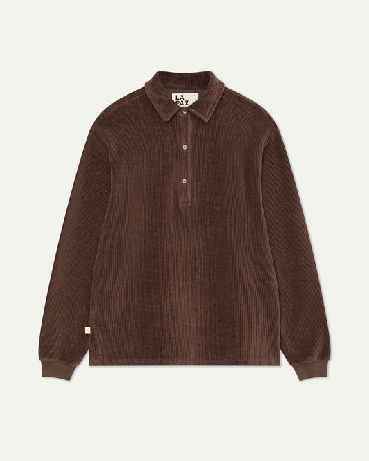 La paz mesquita long sleeve polo ribbed brown