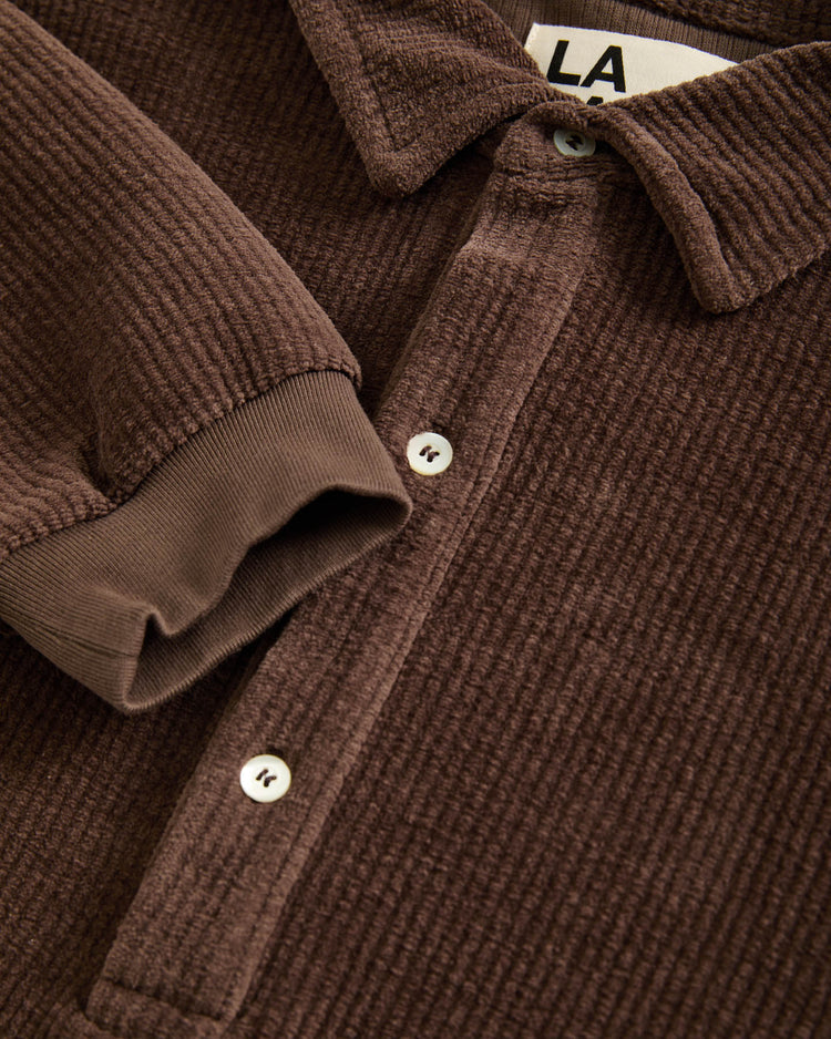 La paz mesquita long sleeve polo ribbed brown