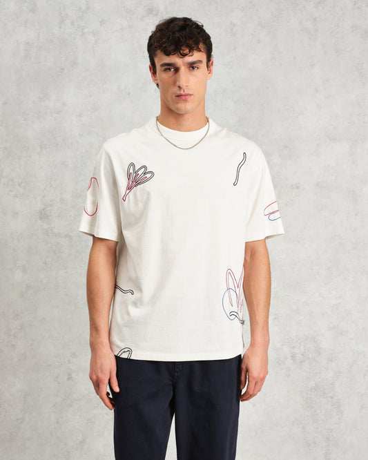 Wax London milton ss tee scribble ecru multi