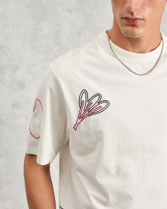 Wax London milton ss tee scribble ecru multi