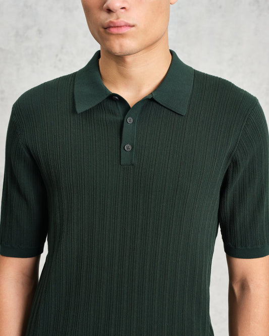 Wax London naples polo vertical knit green