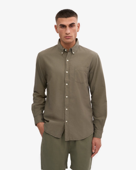 Colorful standard organic button down shirt cs4002 dusty olive