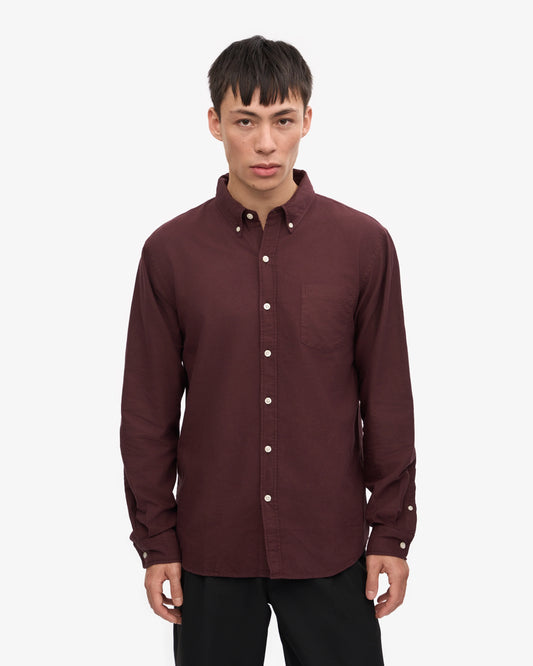 Colorful standard organic button down shirt cs4002 oxblood red