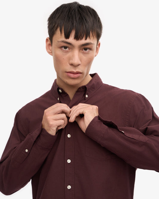 Colorful standard organic button down shirt cs4002 oxblood red