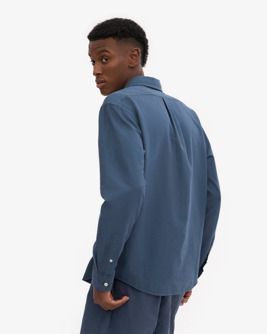 Colorful standard organic button down shirt cs4002 petrol blue