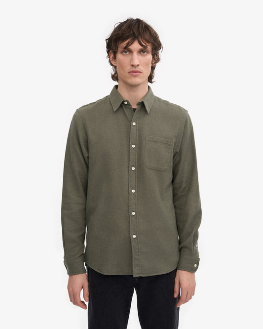 Colorful standard organic flannel shirt dusty olive