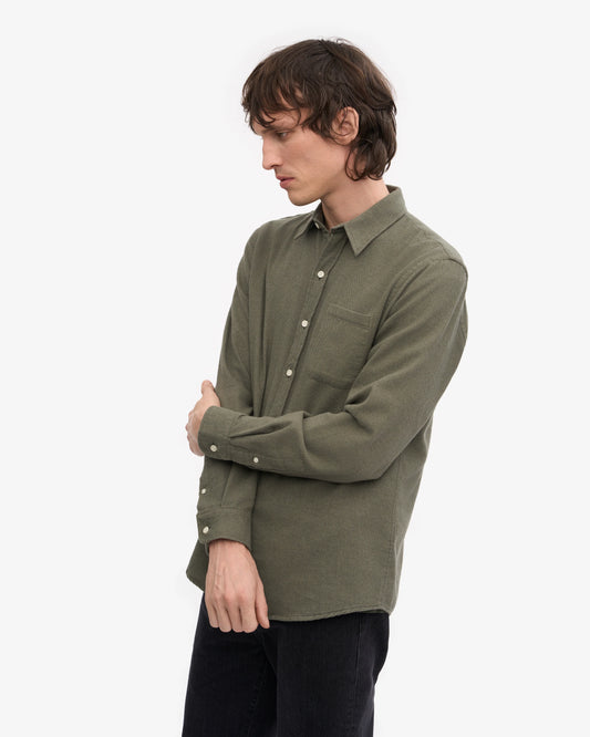 Colorful standard organic flannel shirt dusty olive