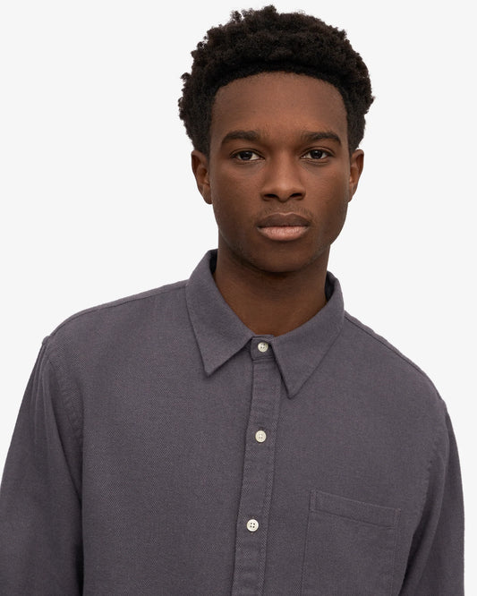 Colorful standard organic flannel shirt lava grey