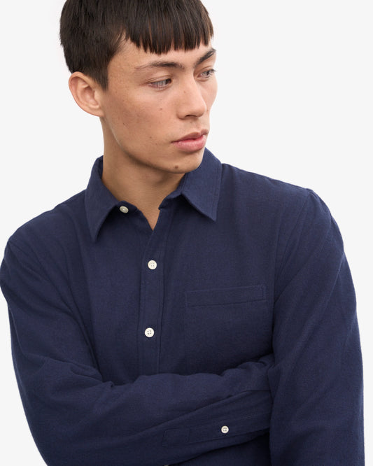 Colorful standard flannel shirt navy blue