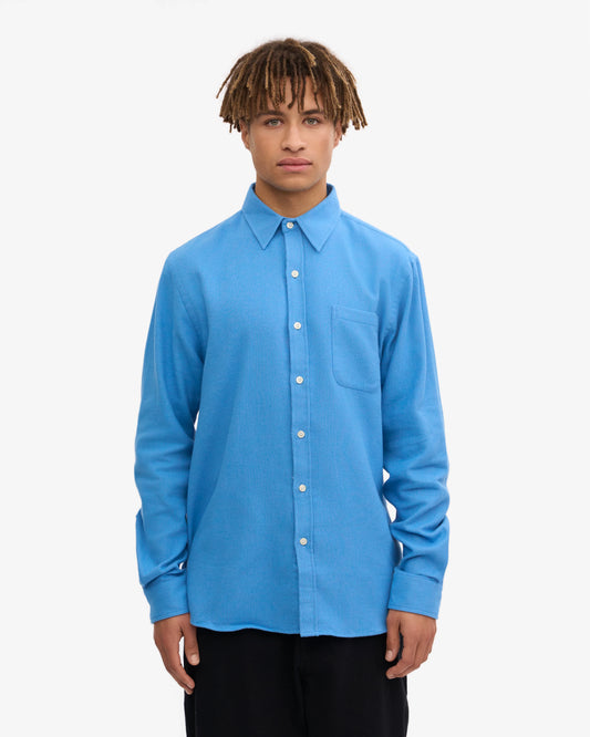 Colorful standard organic flannel shirt pacific blue