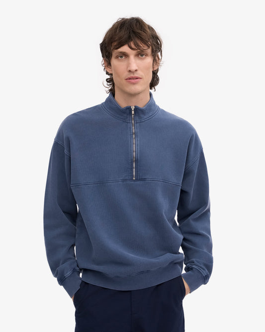Colorful standard organic quarter zip sweat cs1014 neptune blue