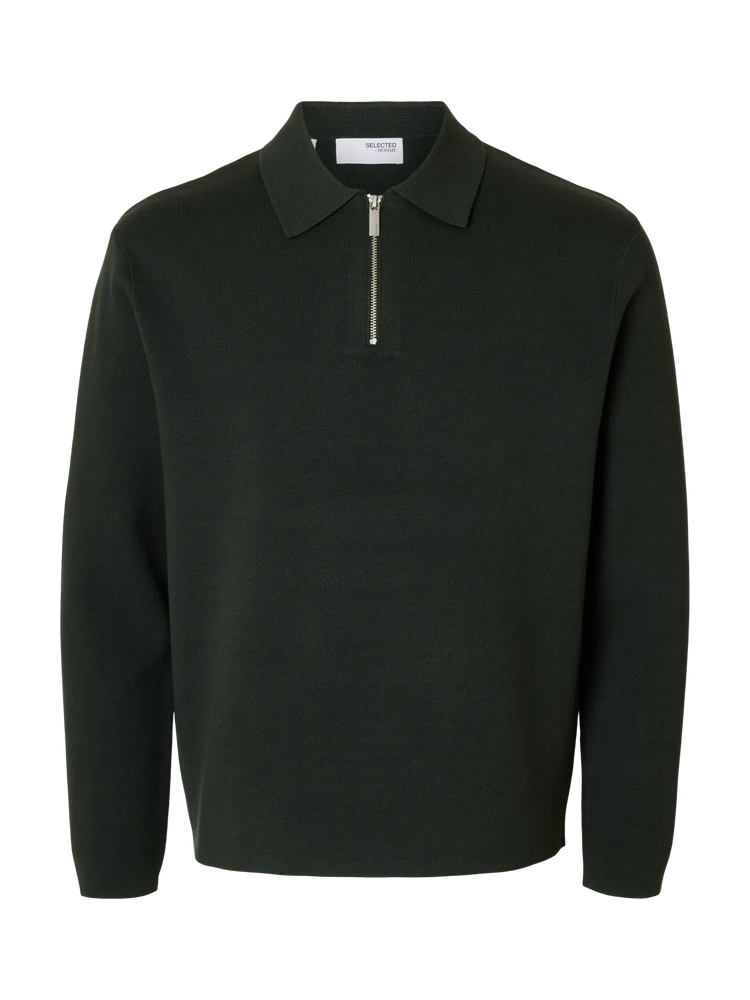 Selectedhomme slhteller fn relaxed half zip polo deep forest