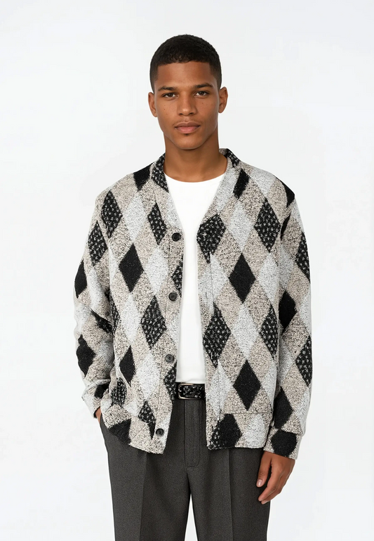 Ciszere parker knitted cardigan checked
