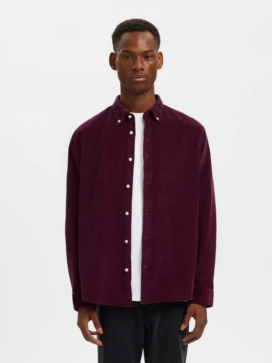 Selectedhomme slhregdanni cord shirt winetasting