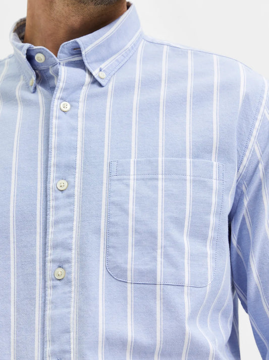 Selectedhomme slhregrick-ox shirt light blue big stripe