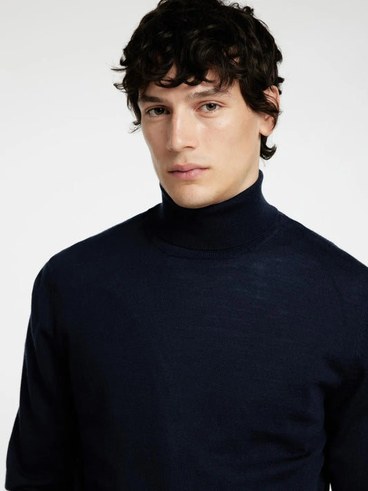 Selectedhomme slhtray knit merino roll neck noos navy blazer