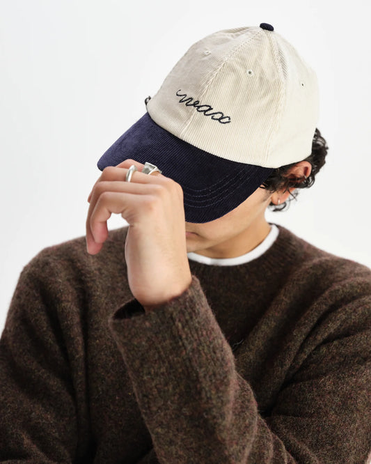 Wax london spencer sports cap cord ecru navy