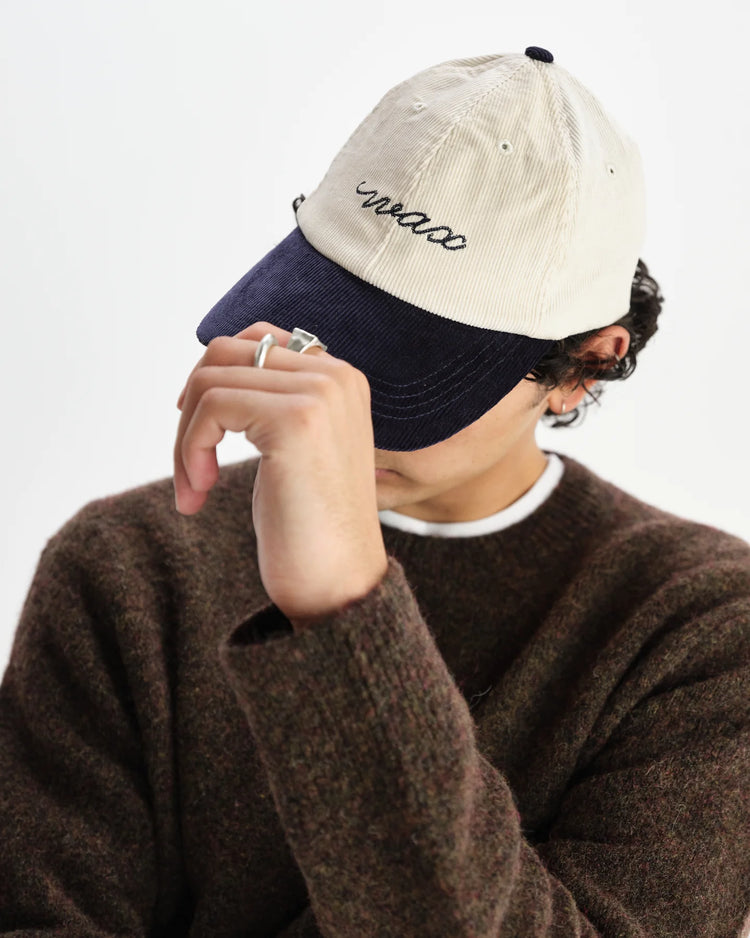 Wax london spencer sports cap cord ecru navy