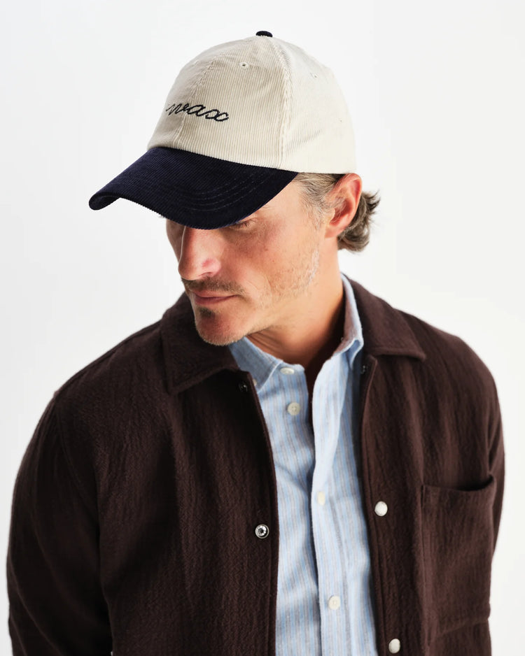 Wax london spencer sports cap cord ecru navy