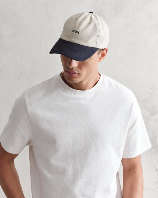 Wax London sports cap cotton twill stone navy