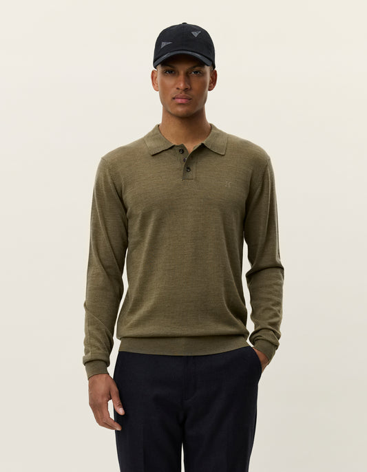 Les deux greyson merino polo knit military olive