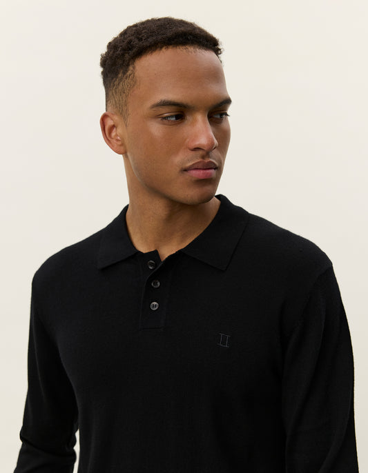 Les deux greyson merino polo knit black