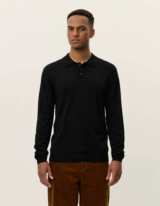 Les deux greyson merino polo knit black