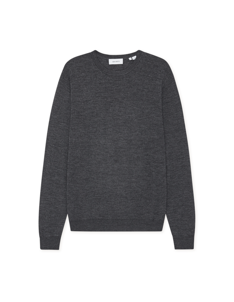 Les deux greyson merino knit dark grey melange