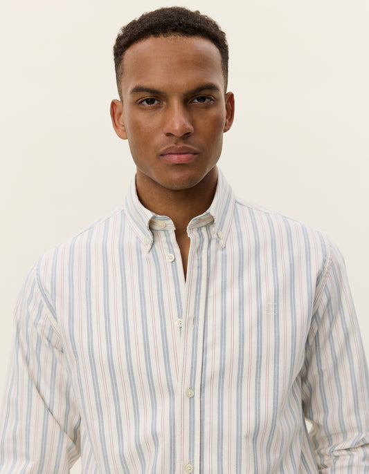 Les deux konrad striped oxford shirt light ivory