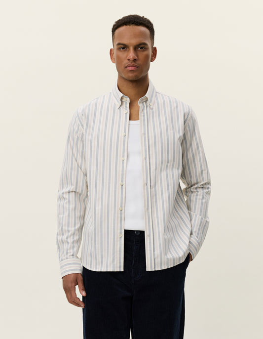 Les deux konrad striped oxford shirt light ivory