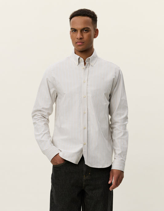 Les deux konrad striped oxford shirt light sand