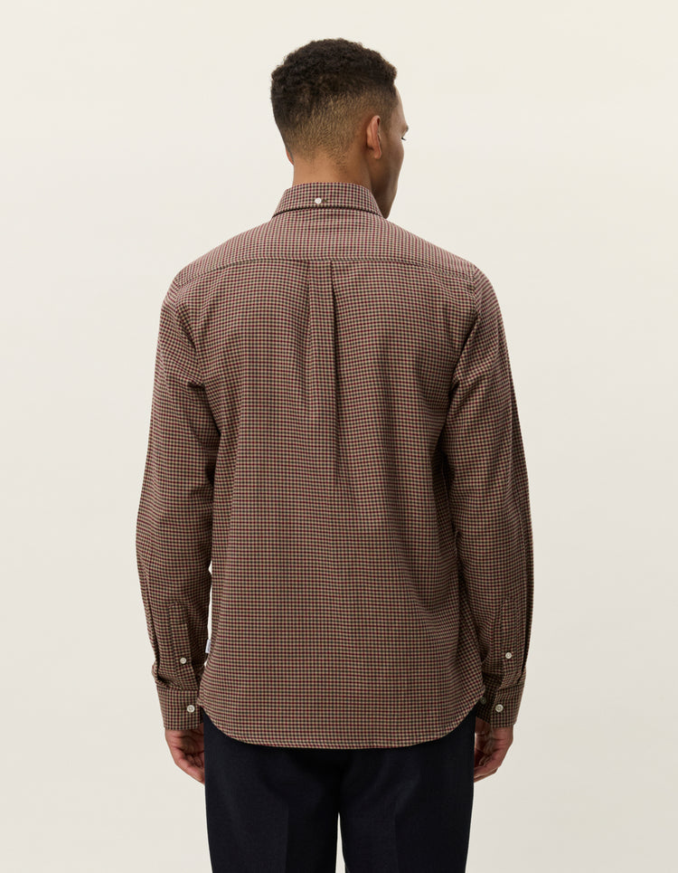 Les deux konrad check flannel shirt teak brown
