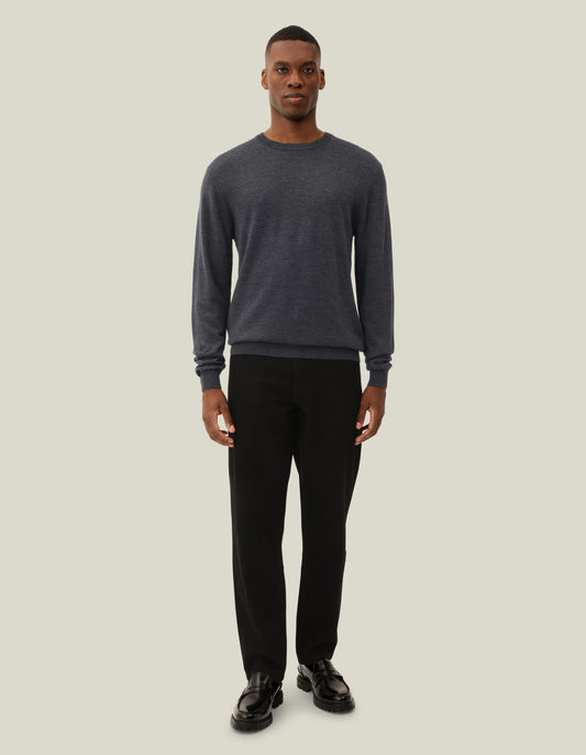 Les deux greyson merino knit dark grey melange