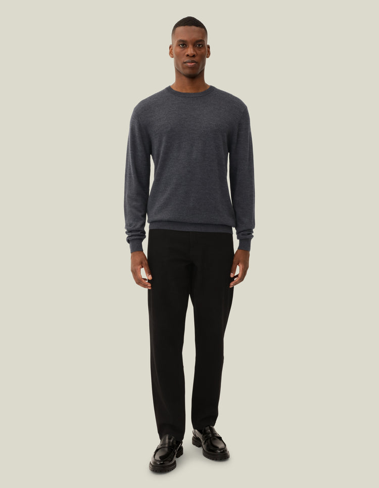 Les deux greyson merino knit dark grey melange