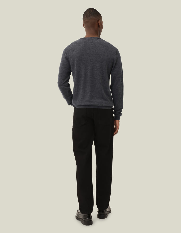 Les deux greyson merino knit dark grey melange