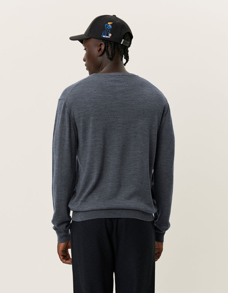 Les deux greyson merino knit dark grey melange