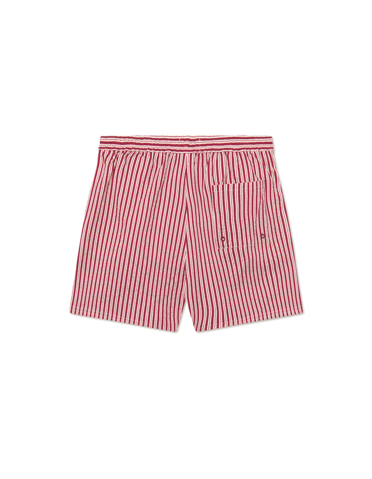 Les deux stan stripe seersucker swim shorts light ivory beet red