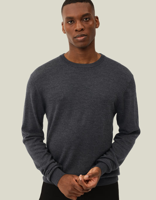 Les deux greyson merino knit dark grey melange