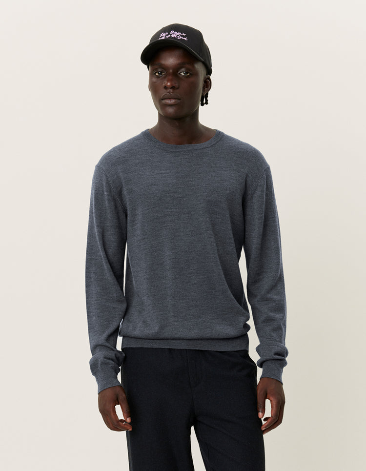 Les deux greyson merino knit dark grey melange