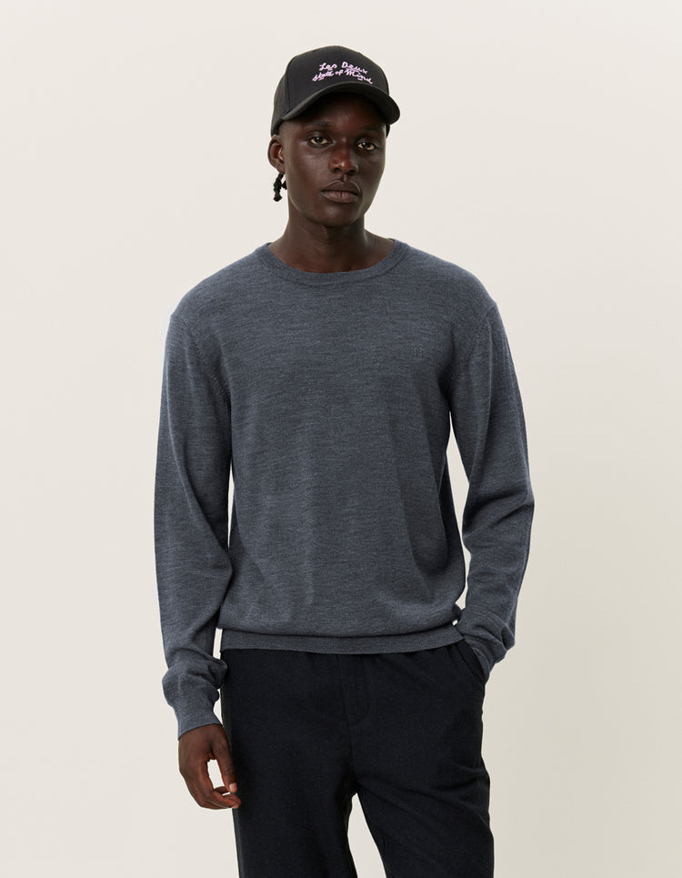 Les deux greyson merino knit dark grey melange