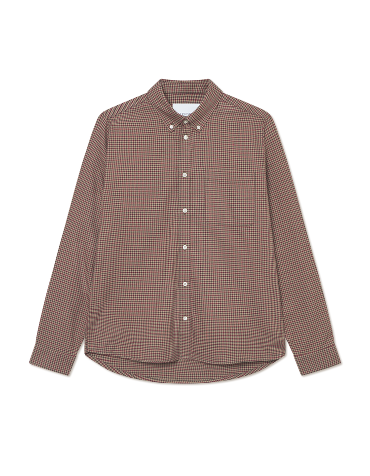 Les deux konrad check flannel shirt teak brown
