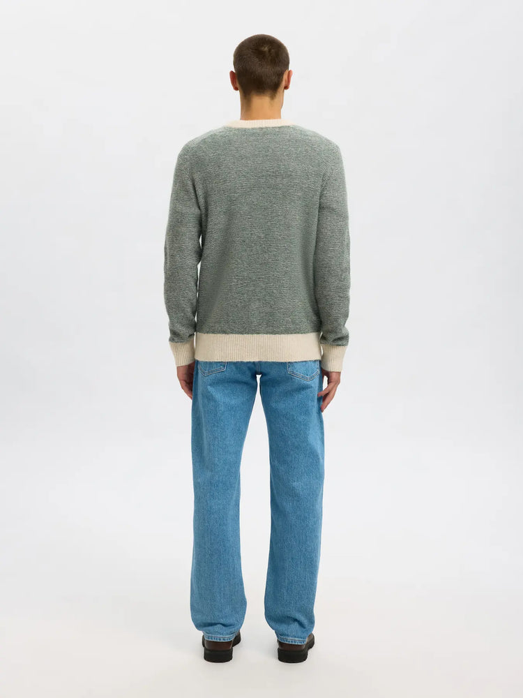 Selectedhomme slhrai knit deep forest ministripe