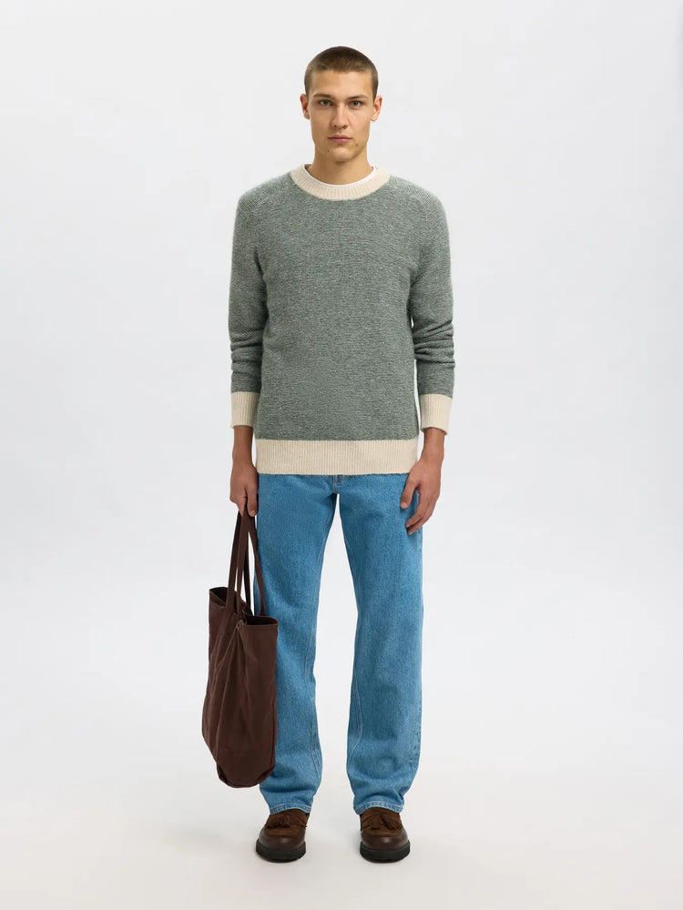 Selectedhomme slhrai knit deep forest ministripe