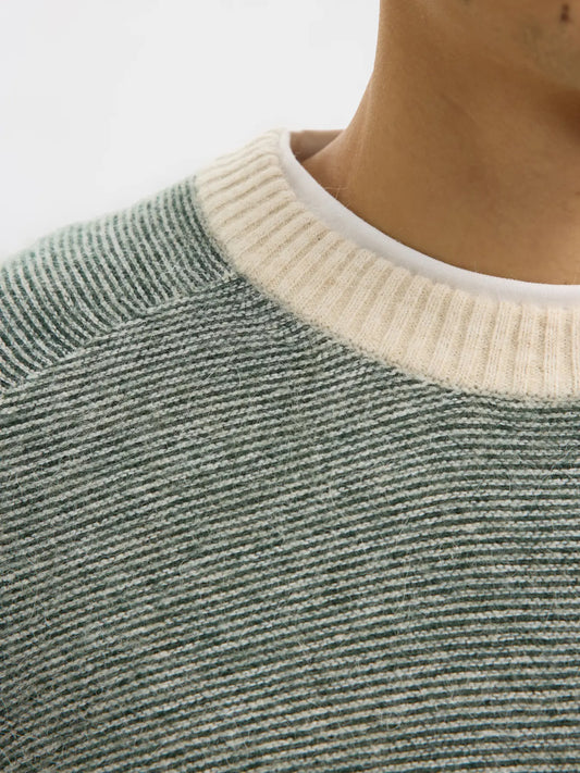Selectedhomme slhrai knit deep forest ministripe