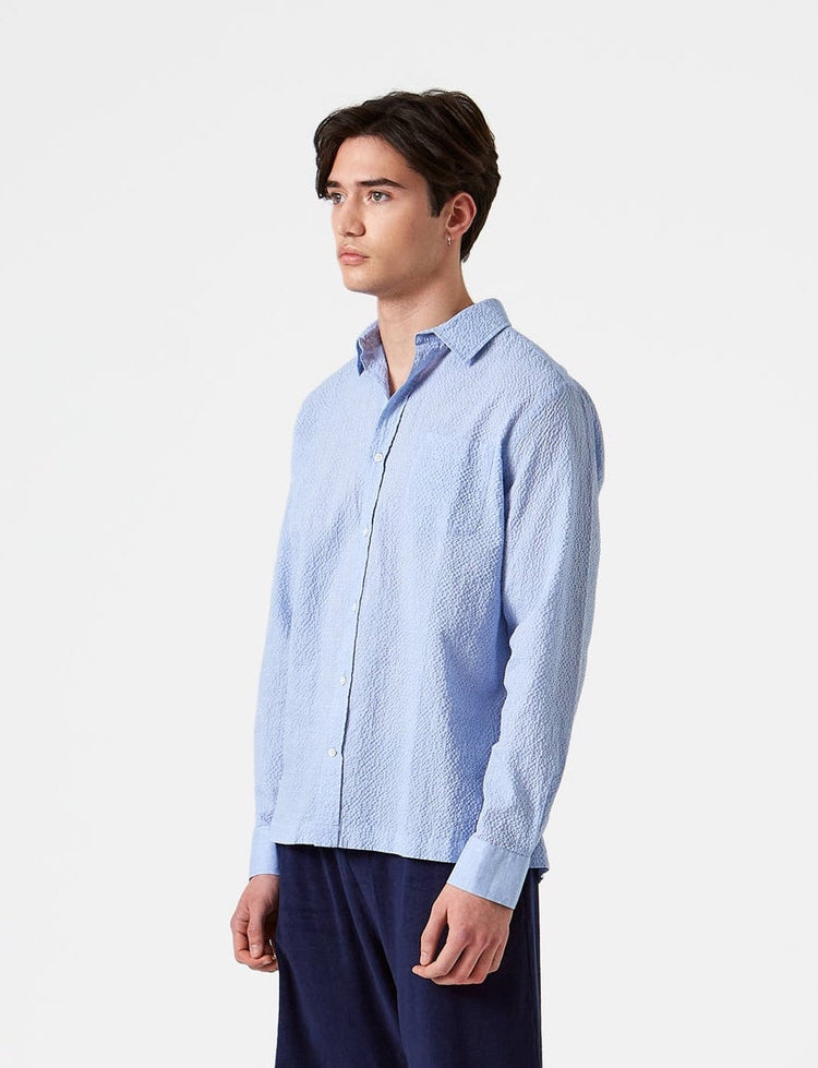 Edmmond seersucker shirt plain light blue