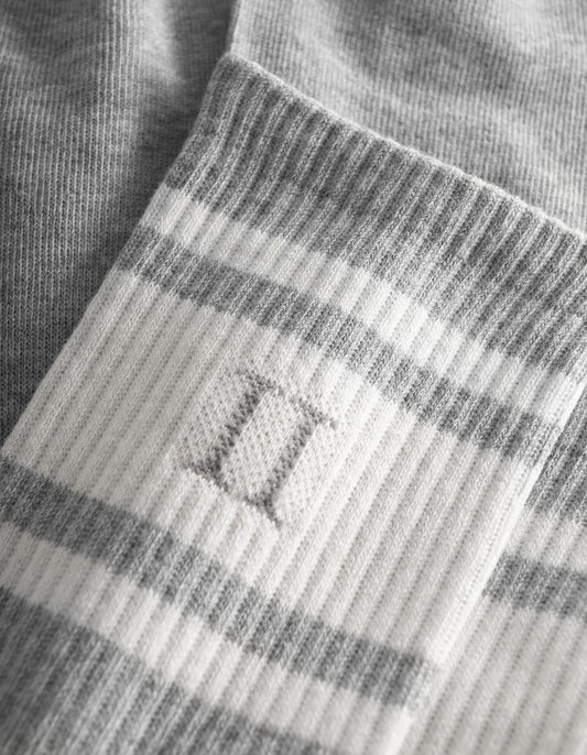 Les deux william stripe 2-pack socks light grey melange off white